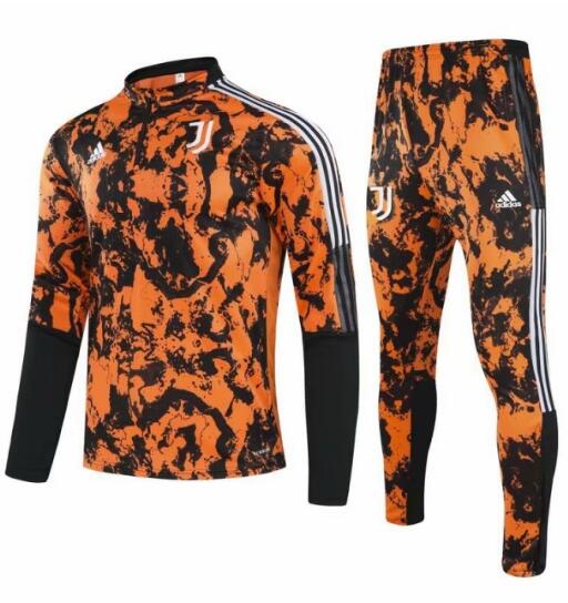 2021/22 Juventus Black Orange Training Kits Sweatshirt with Pants